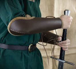 Brown Leather Bazuband - Bracers with Elbow Protection