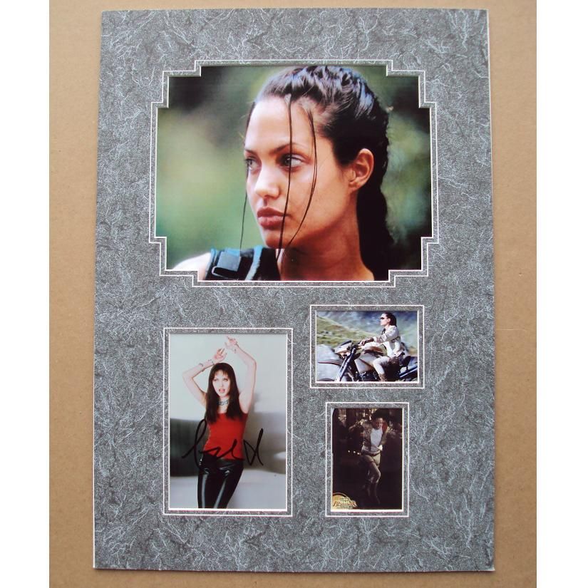 Angelina Jolie Signed Mounted Photo Set Tomb Raider